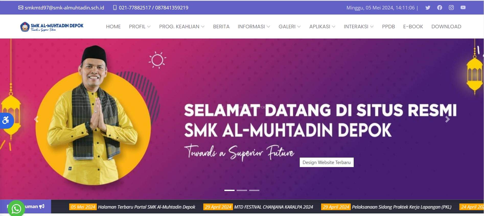 Design Tampilan dan Fitur Terbaru Website SMK Al-Muhtadin Depok