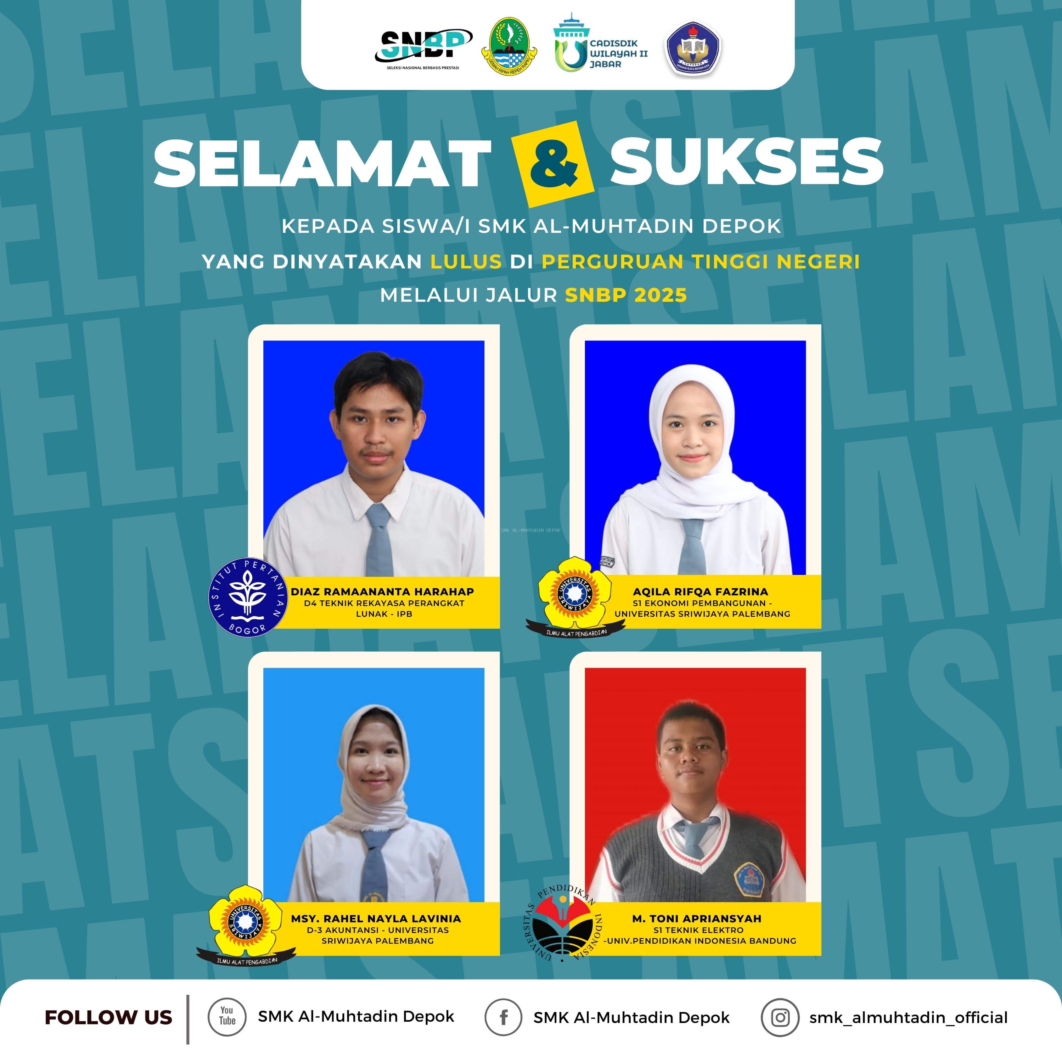 Lulus Seleksi Jalur SNBP, 4 Lulusan SMK Al-Muhtadin Tahun 2025 bersiap Menggapai Cita